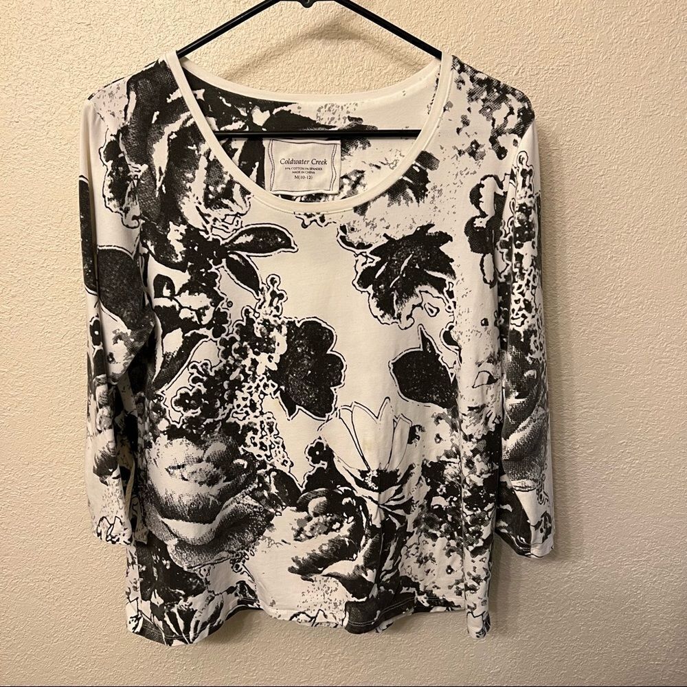 Coldwater Creek Long Sleeve Floral Top Size Medium